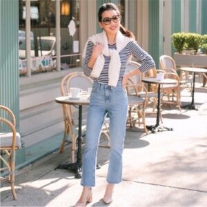 Everlane Cheeky Bootcut Jeans Light Wash Raw Frayed Hem 30 Regular